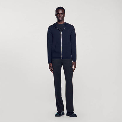 Sandro Zipped cardigan with hood Navy Blue