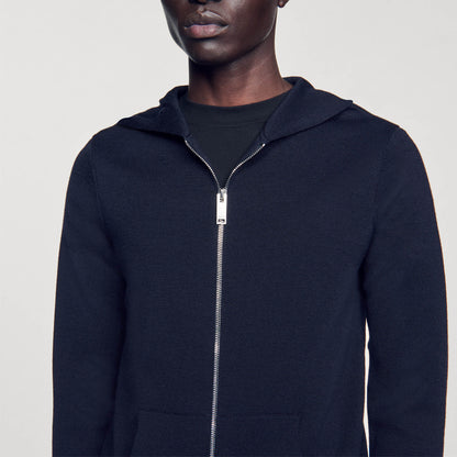 Sandro Zipped cardigan with hood Navy Blue