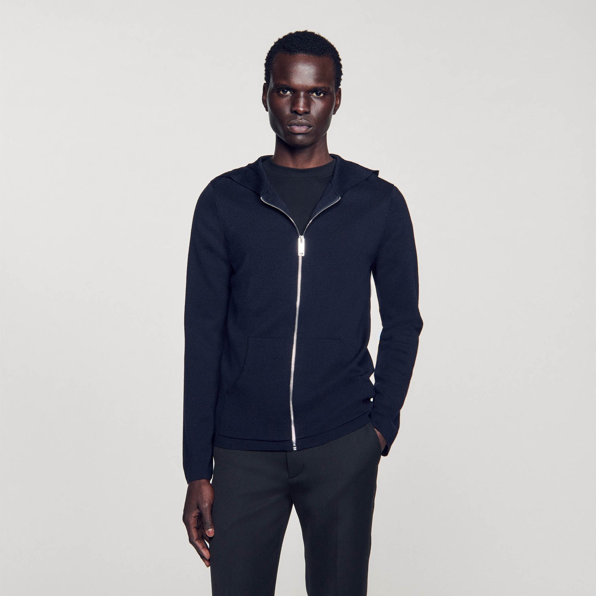 Sandro Zipped cardigan with hood Navy Blue