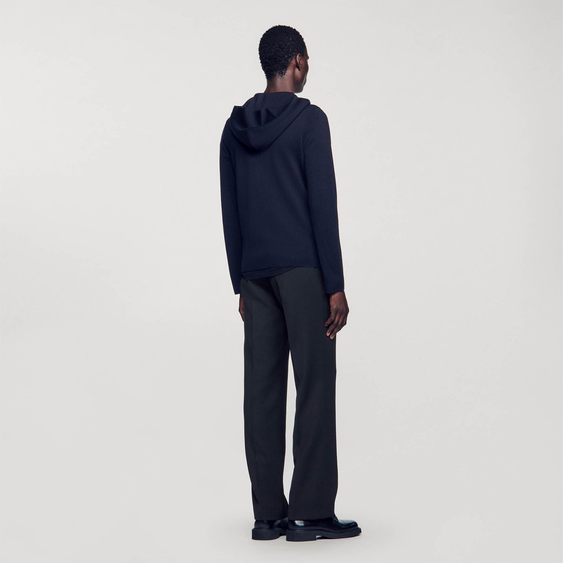 Sandro Zipped cardigan with hood Navy Blue