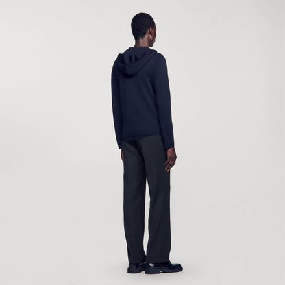 Sandro Zipped cardigan with hood Navy Blue