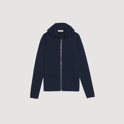 Sandro Zipped cardigan with hood Navy Blue