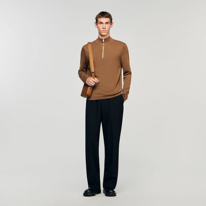 Sandro Wool sweater with zip collar Beige