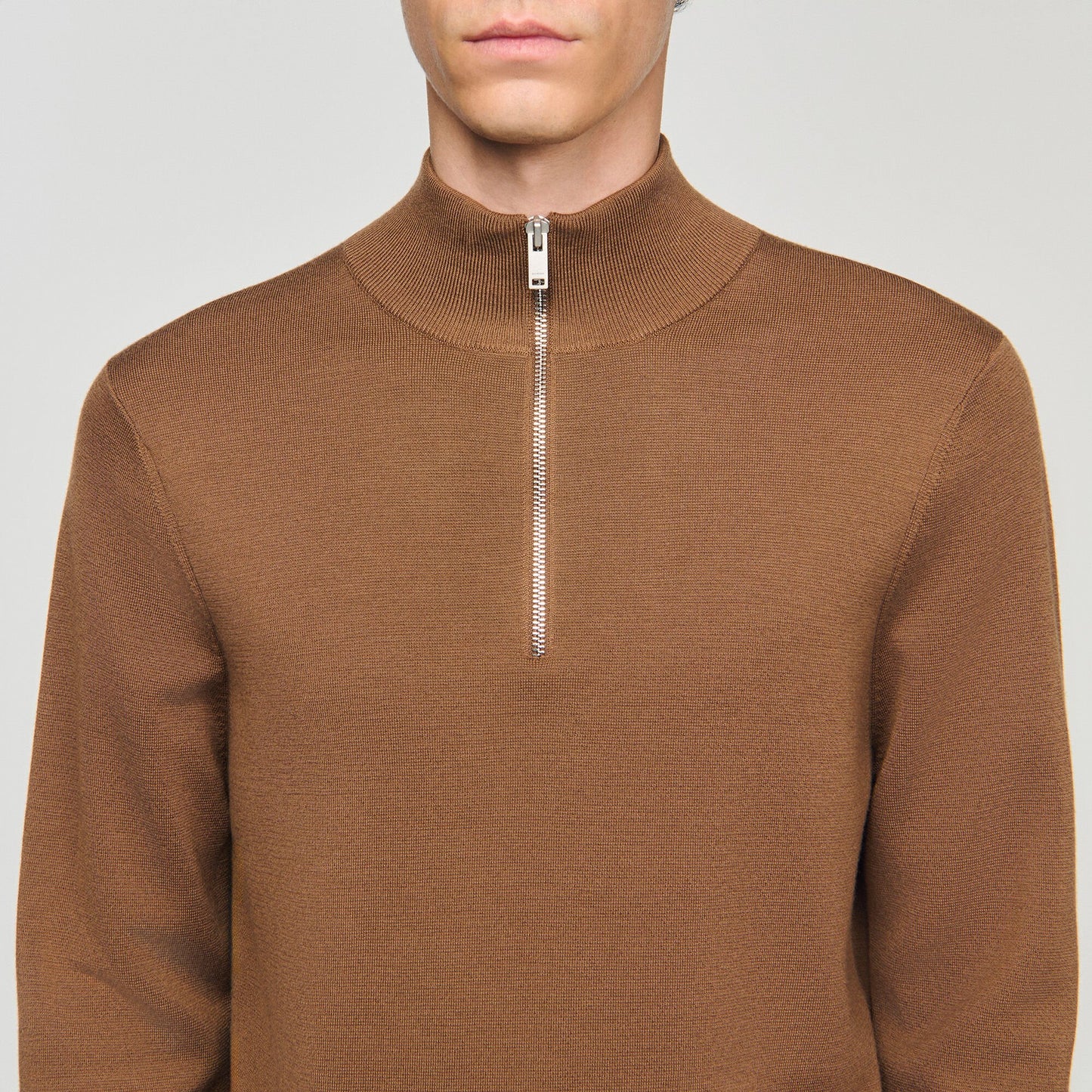 Sandro Wool sweater with zip collar Beige
