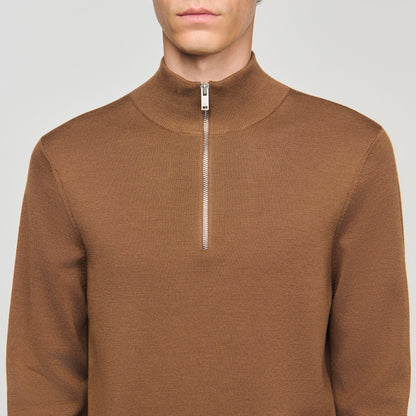 Sandro Wool sweater with zip collar Beige