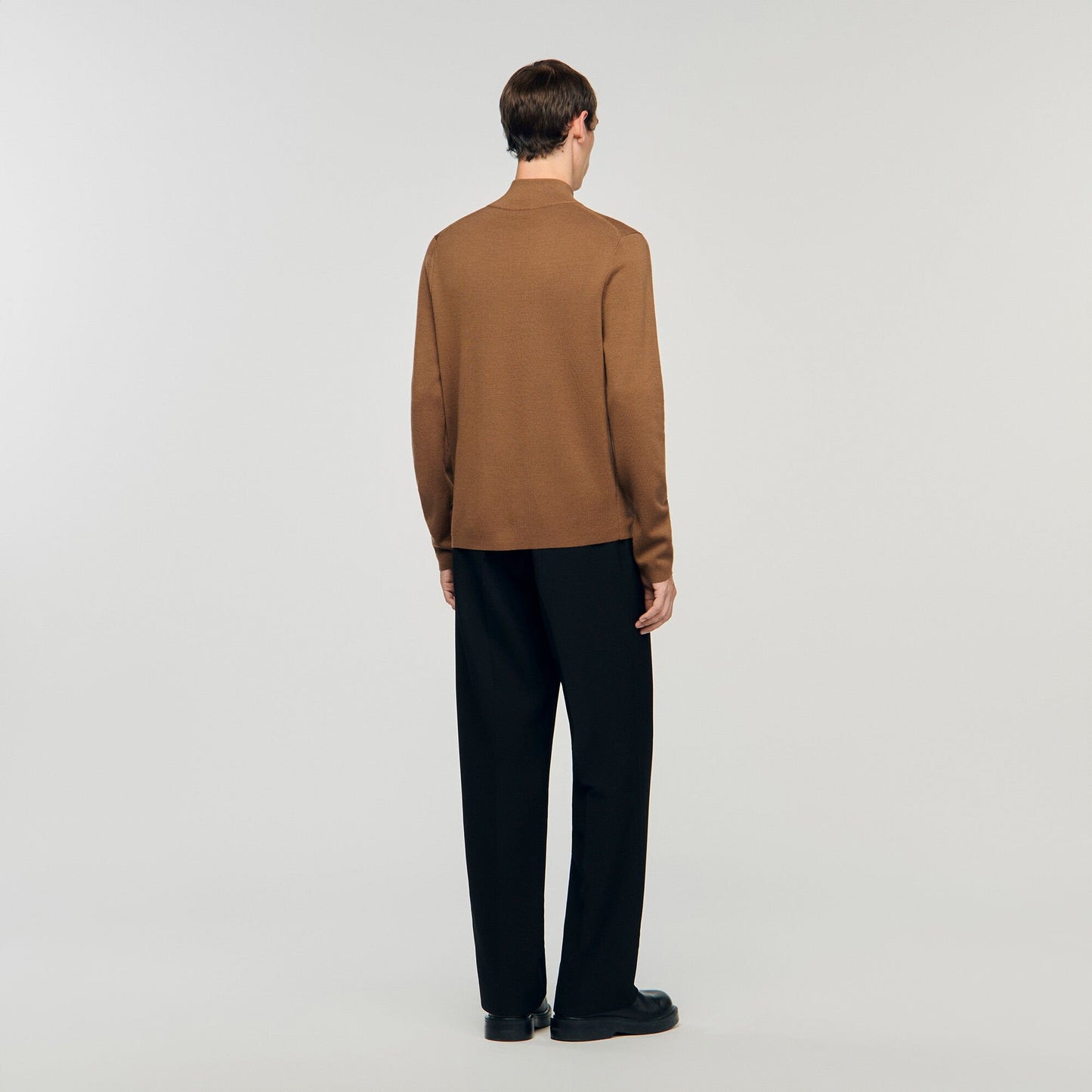 Sandro Wool sweater with zip collar Beige