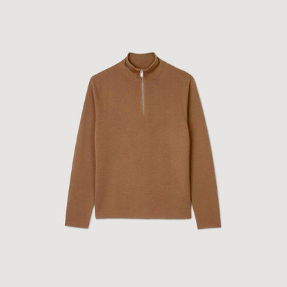Sandro Wool sweater with zip collar Beige