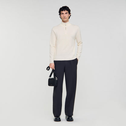 Sandro Wool sweater with zipped collar Off White