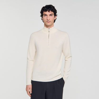Sandro Wool sweater with zipped collar Off White