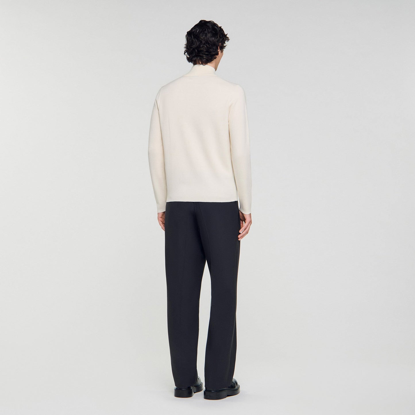 Sandro Wool sweater with zipped collar Off White