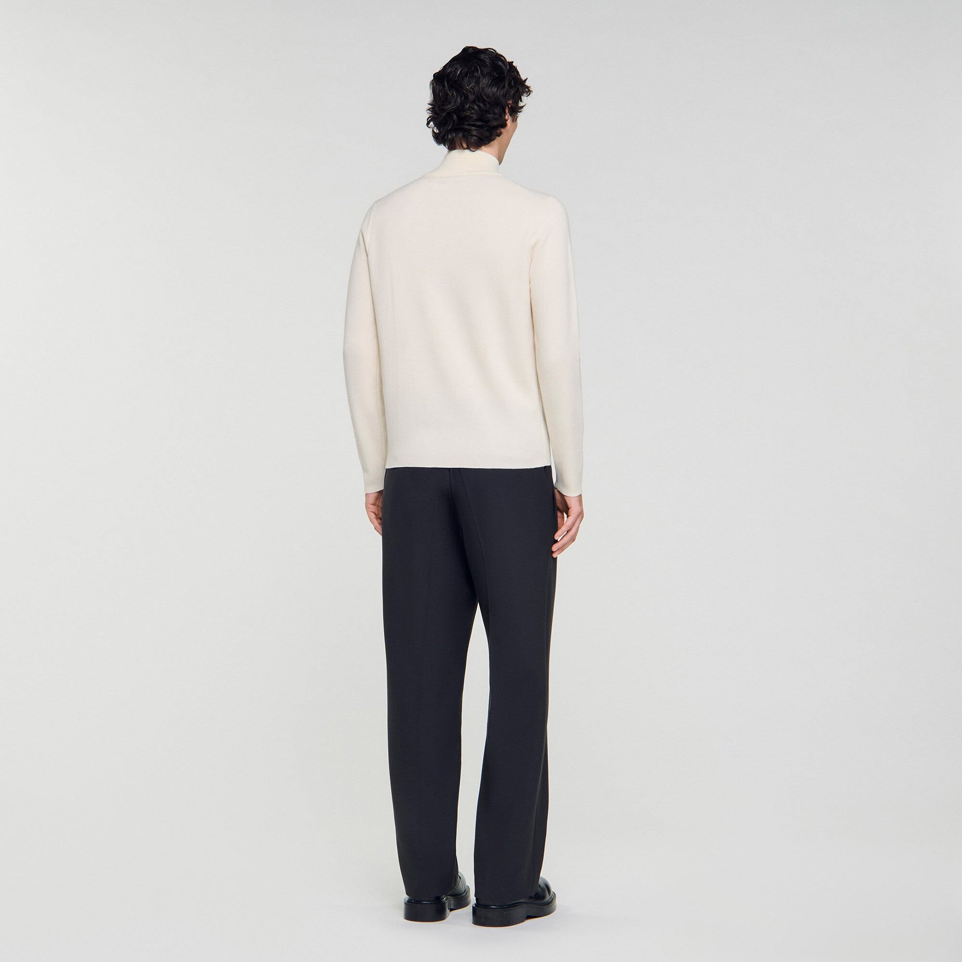Sandro Wool sweater with zipped collar Off White