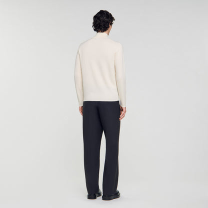 Sandro Wool sweater with zipped collar Off White