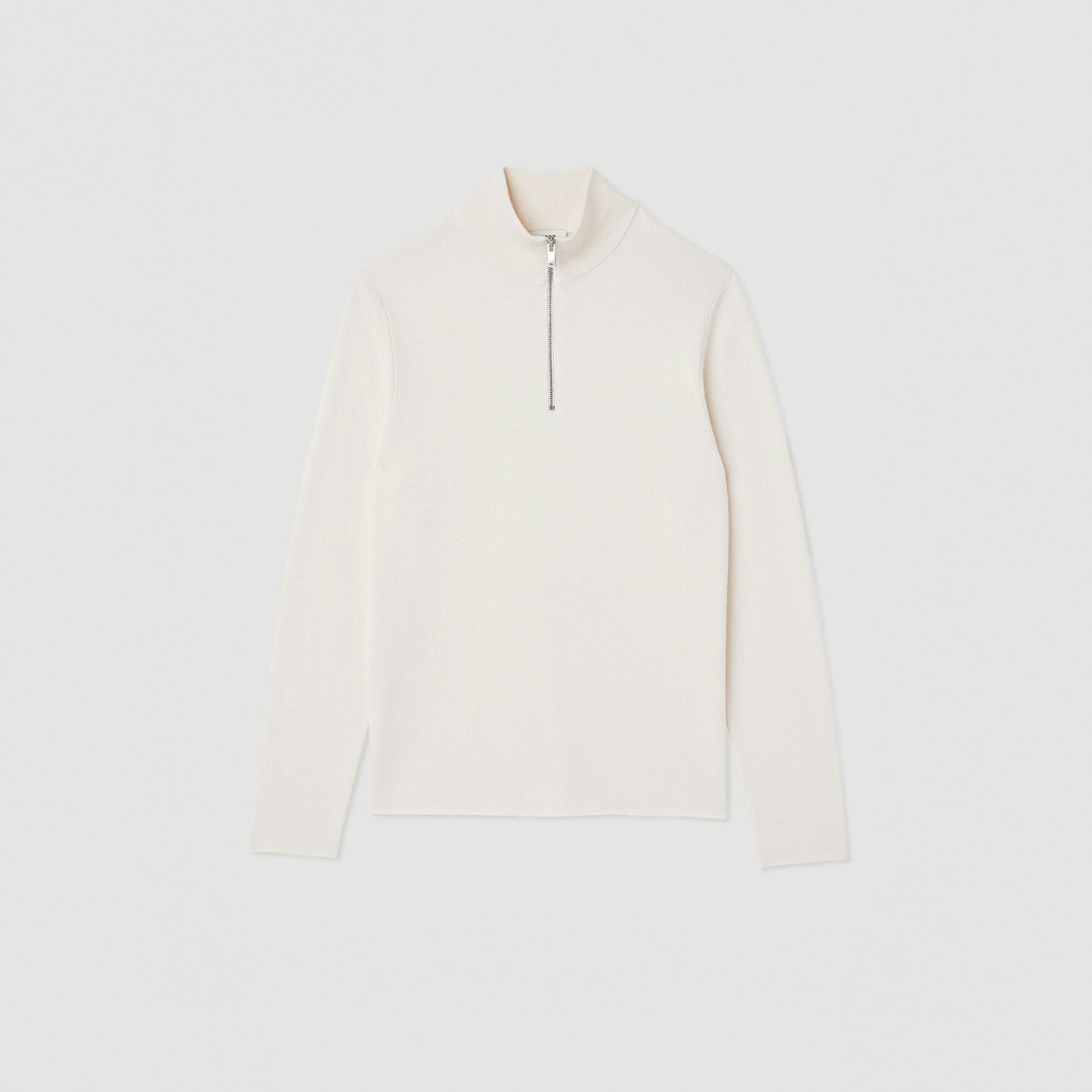 Sandro Wool sweater with zipped collar Off White