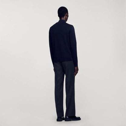 Sandro Wool sweater with zipped collar Carbon Black