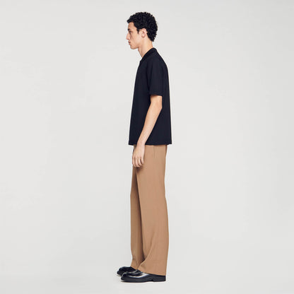 Sandro Knitted polo shirt with zip collar Black