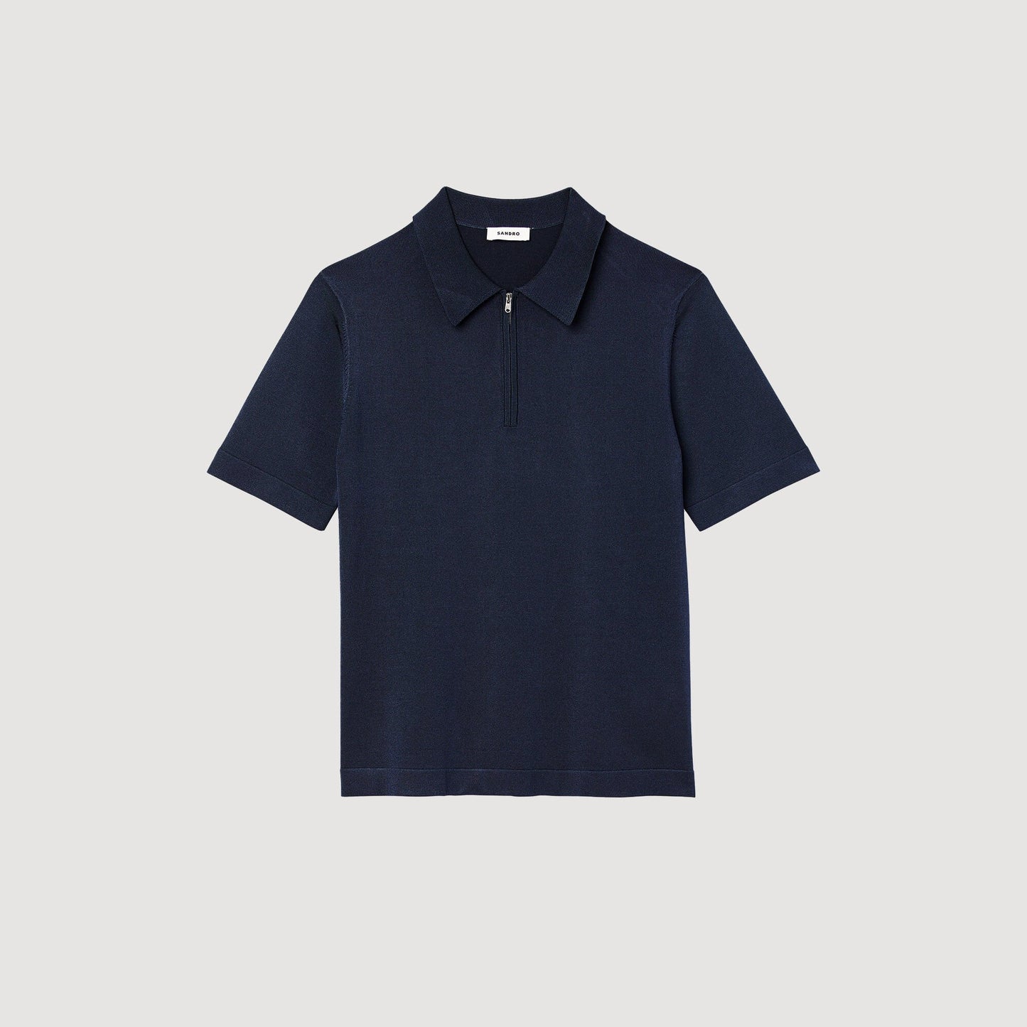 Sandro Knitted polo shirt with zip collar Navy Blue