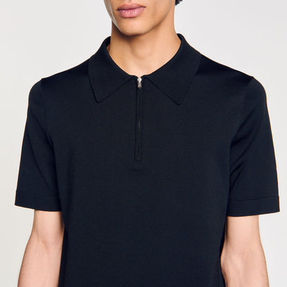 Sandro Knitted polo shirt with zip collar Fonte