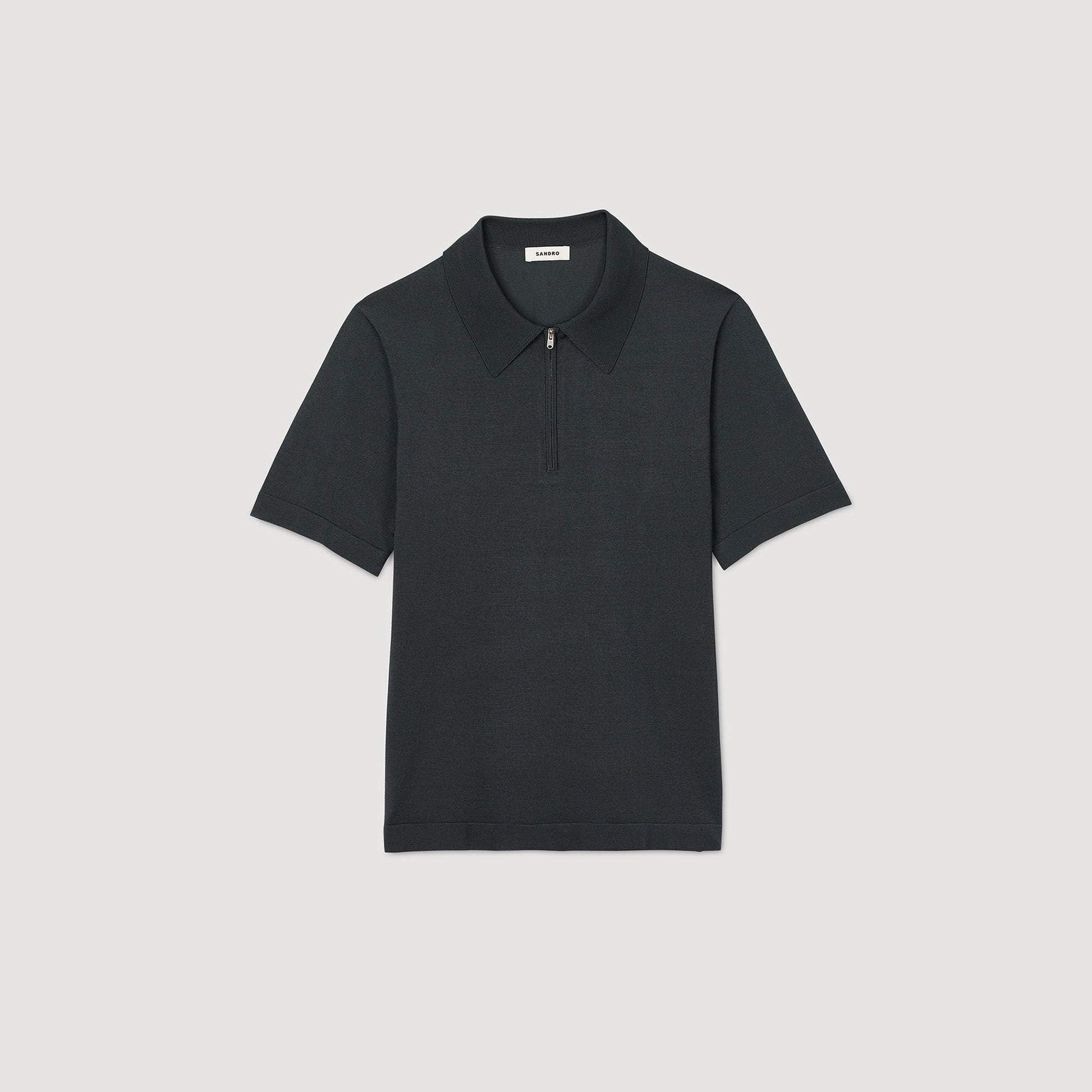 Sandro Knitted polo shirt with zip collar Fonte