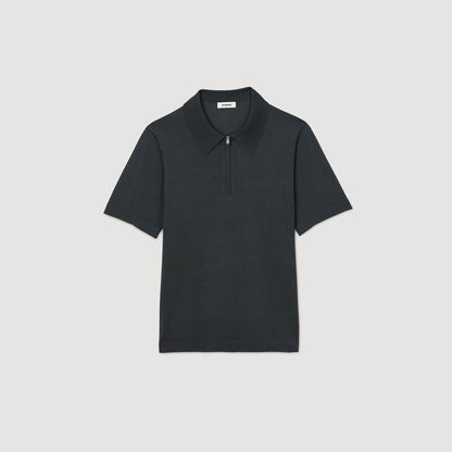 Sandro Knitted polo shirt with zip collar Fonte
