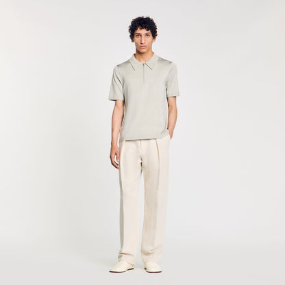 Sandro Knitted polo shirt with zip collar Steel