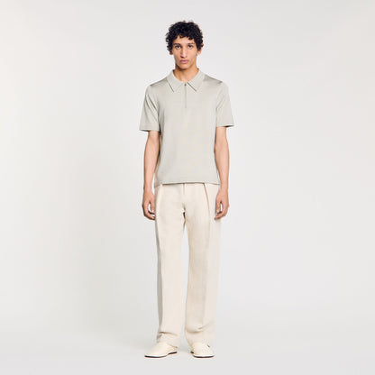 Sandro Knitted polo shirt with zip collar Steel