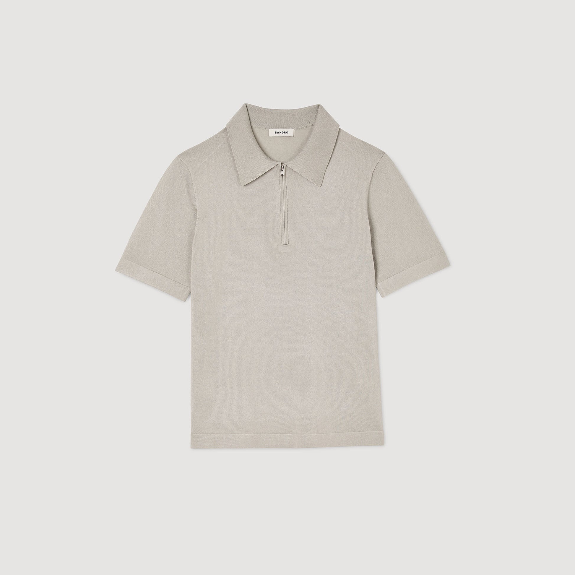 Sandro Knitted polo shirt with zip collar Steel