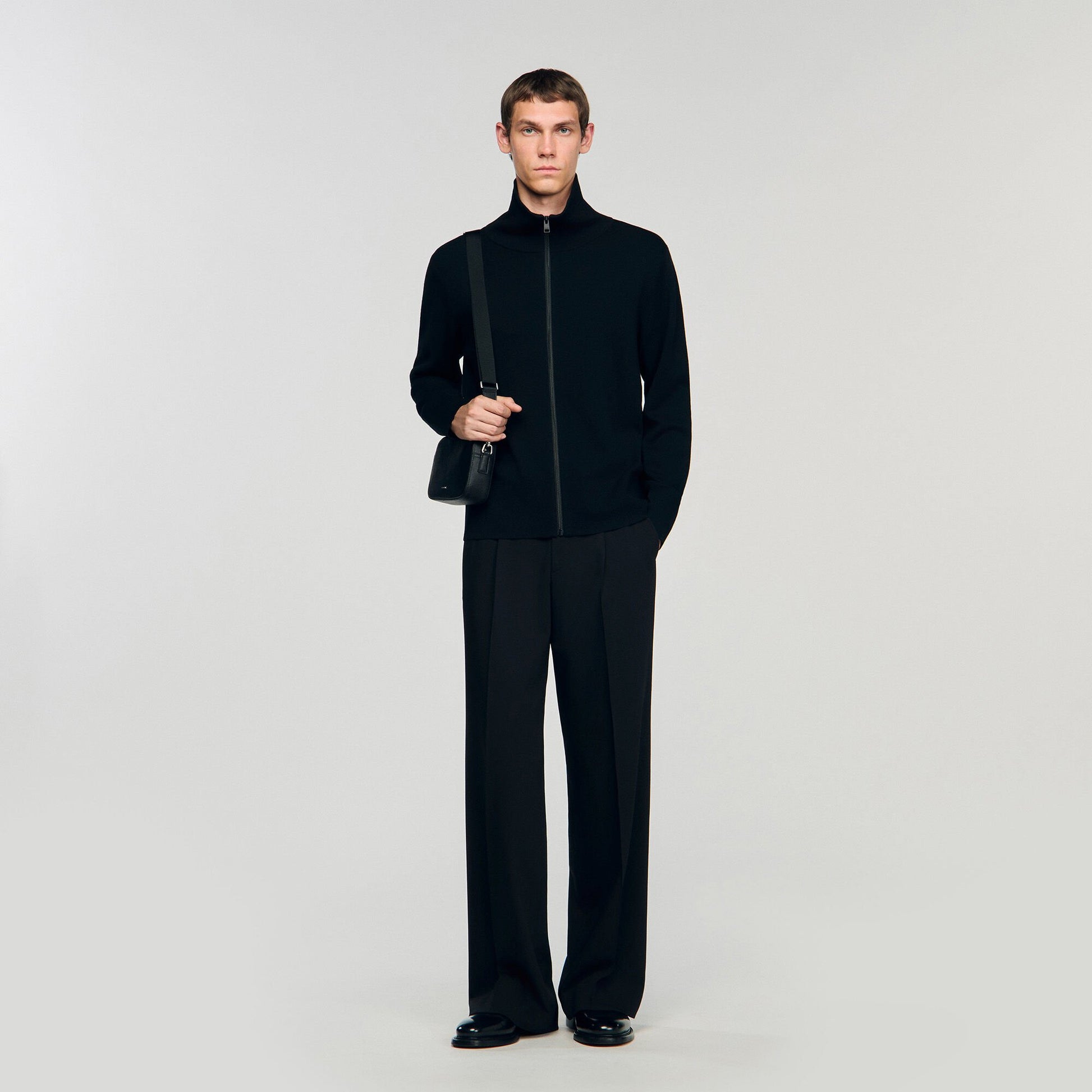 Sandro Zip-up wool cardigan Black