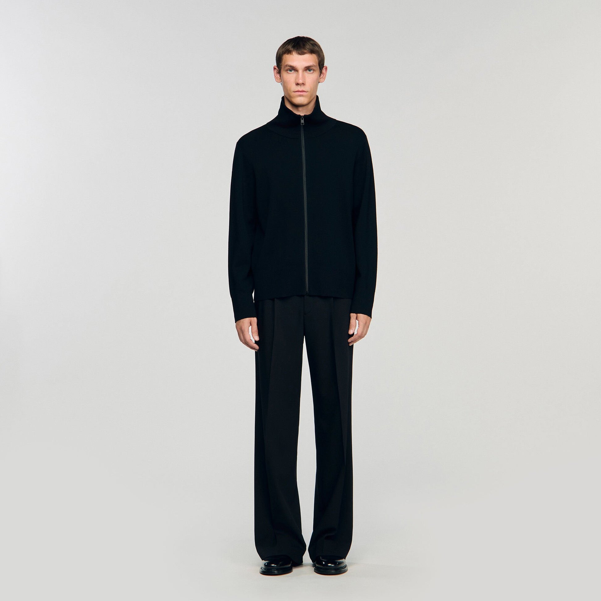 Sandro Zip-up wool cardigan Black