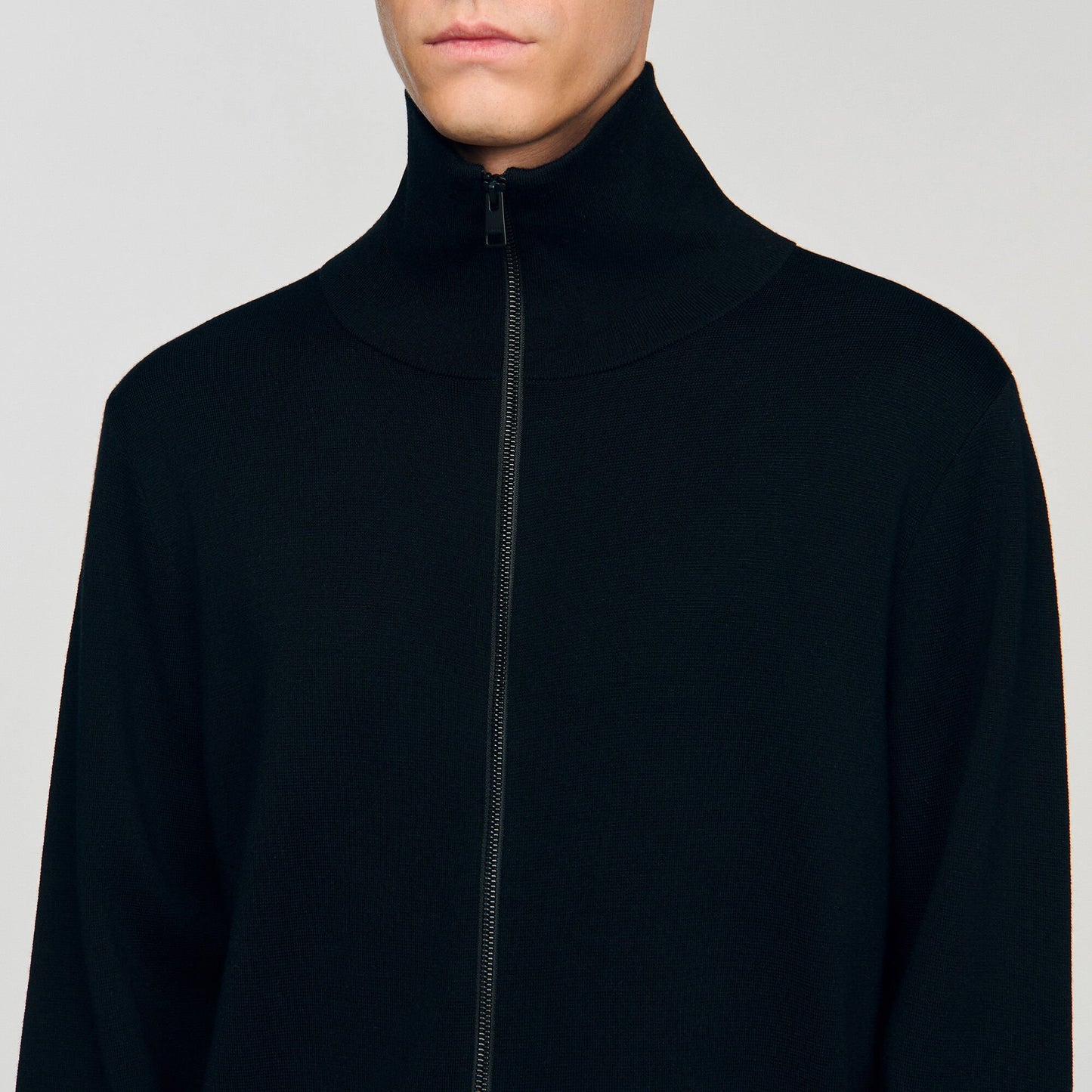 Sandro Zip-up wool cardigan Black