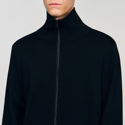Sandro Zip-up wool cardigan Black