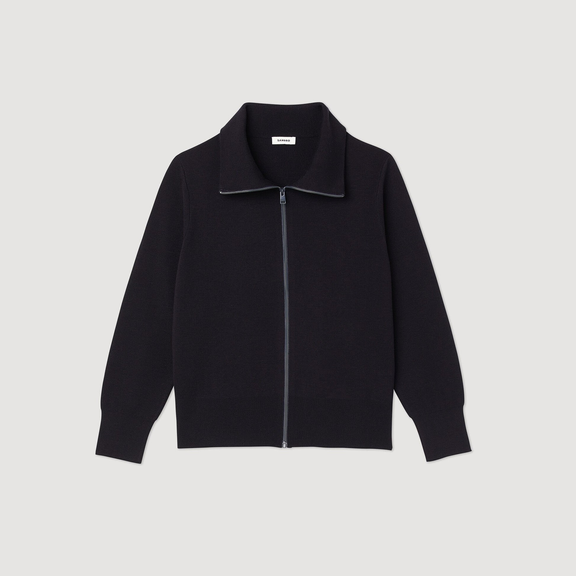 Sandro Zip-up wool cardigan Black