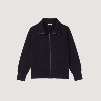 Sandro Zip-up wool cardigan Black