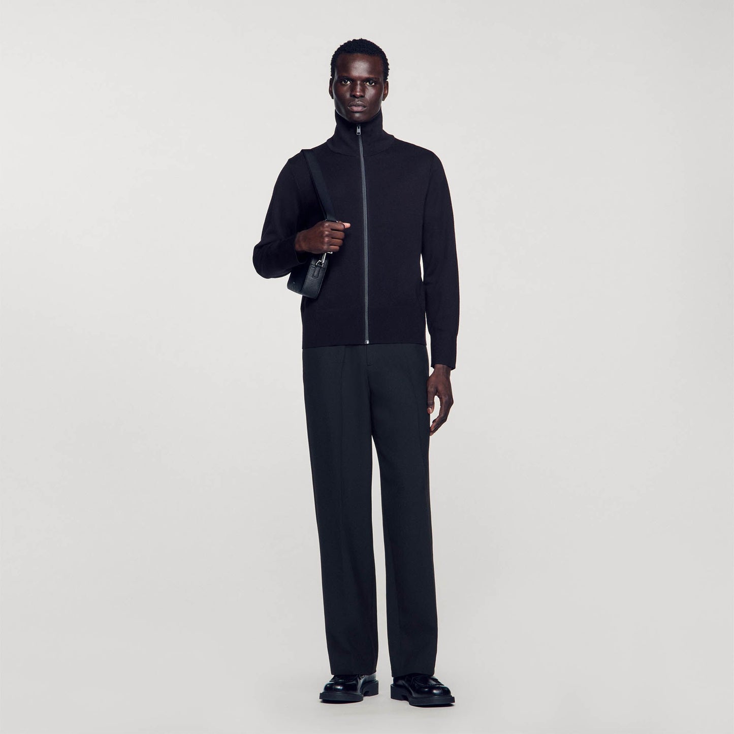 Sandro Zip-up wool cardigan Navy Blue