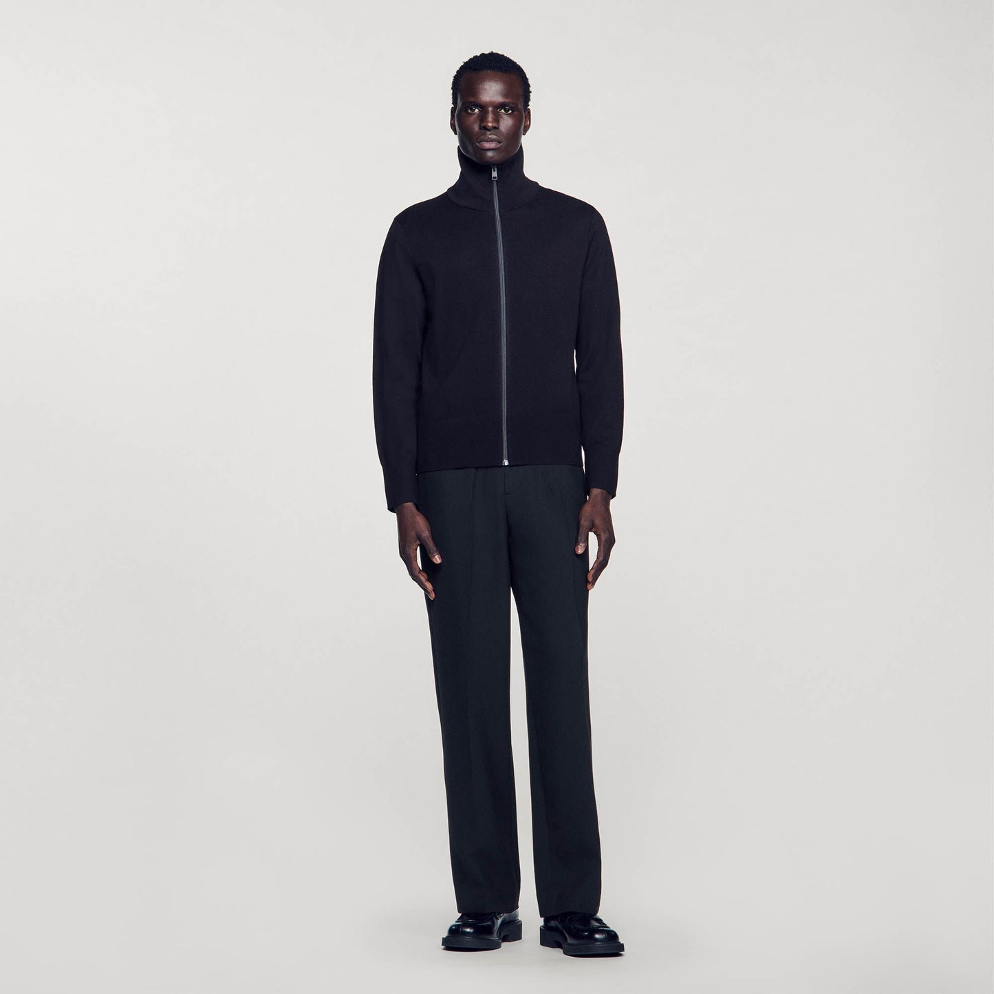 Sandro Zip-up wool cardigan Navy Blue