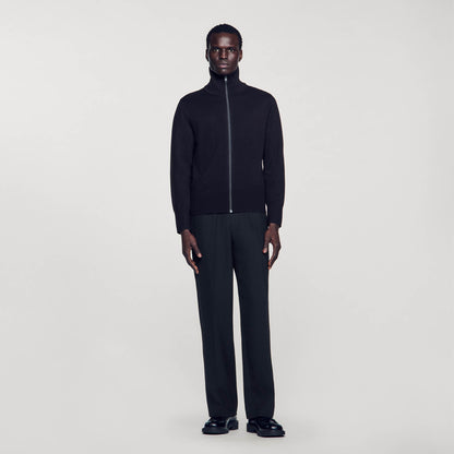 Sandro Zip-up wool cardigan Navy Blue