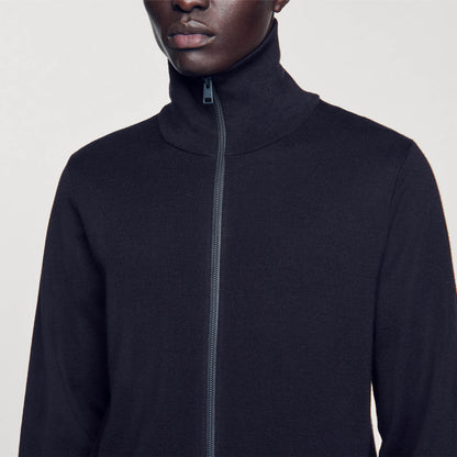Sandro Zip-up wool cardigan Navy Blue