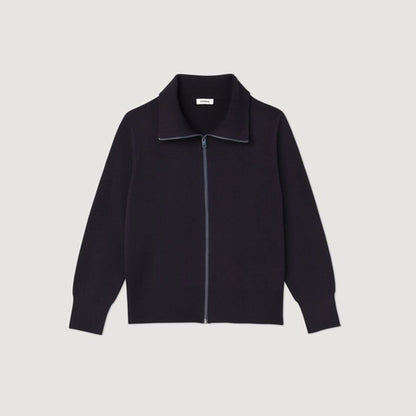 Sandro Zip-up wool cardigan Navy Blue