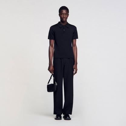 Sandro Short-sleeve knitted polo shirt Black