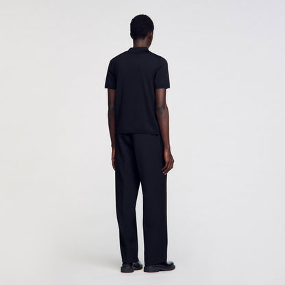 Sandro Short-sleeve knitted polo shirt Black