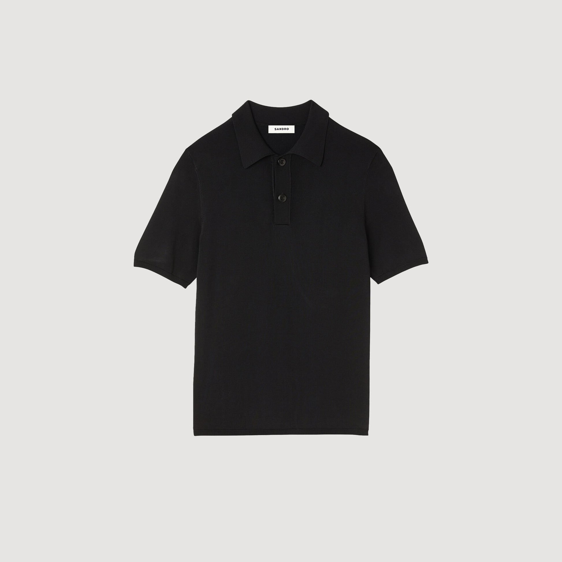Sandro Short-sleeve knitted polo shirt Black