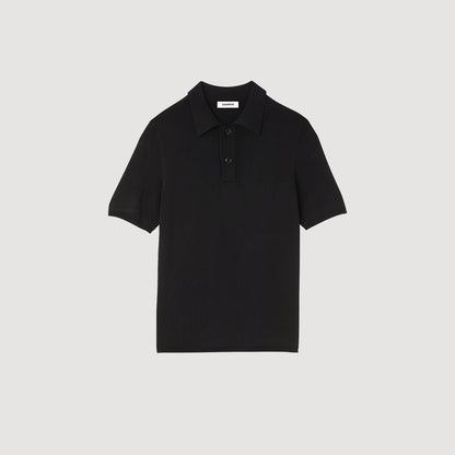 Sandro Short-sleeve knitted polo shirt Black