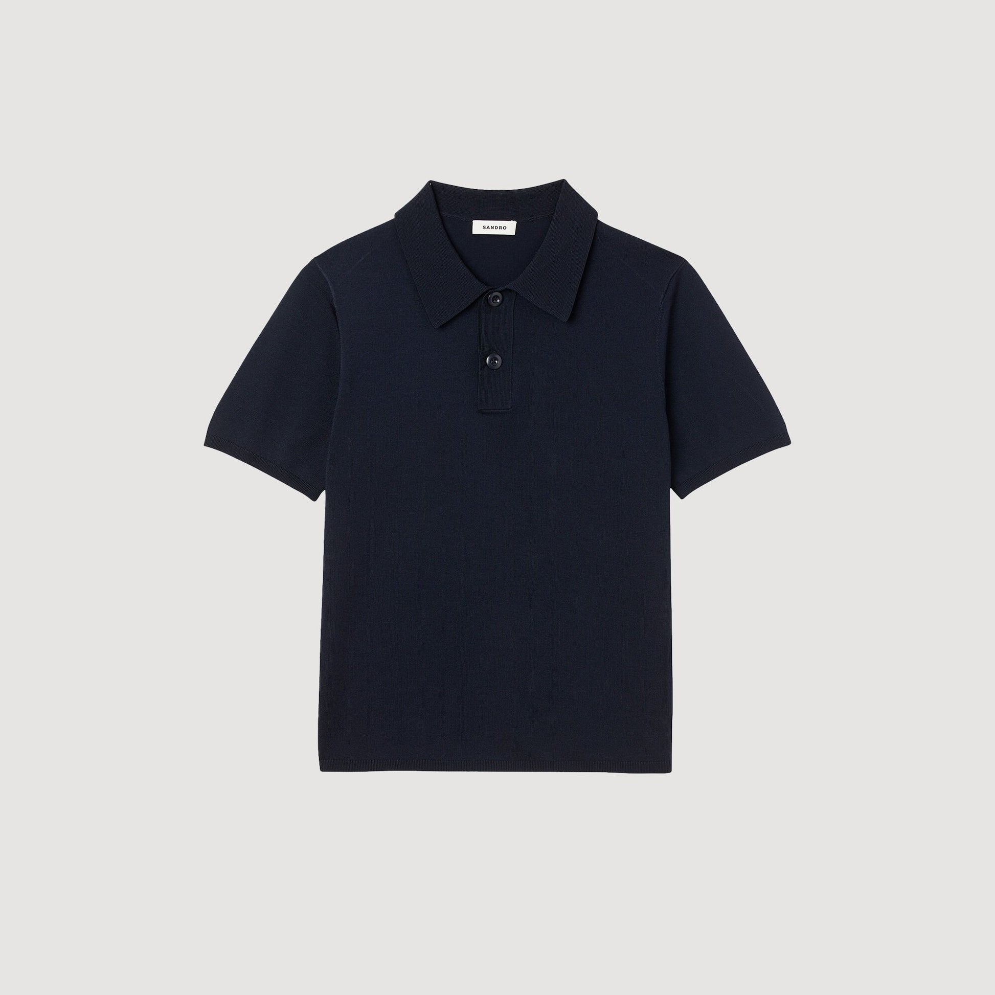 Sandro Short-sleeve knitted polo shirt Navy Blue