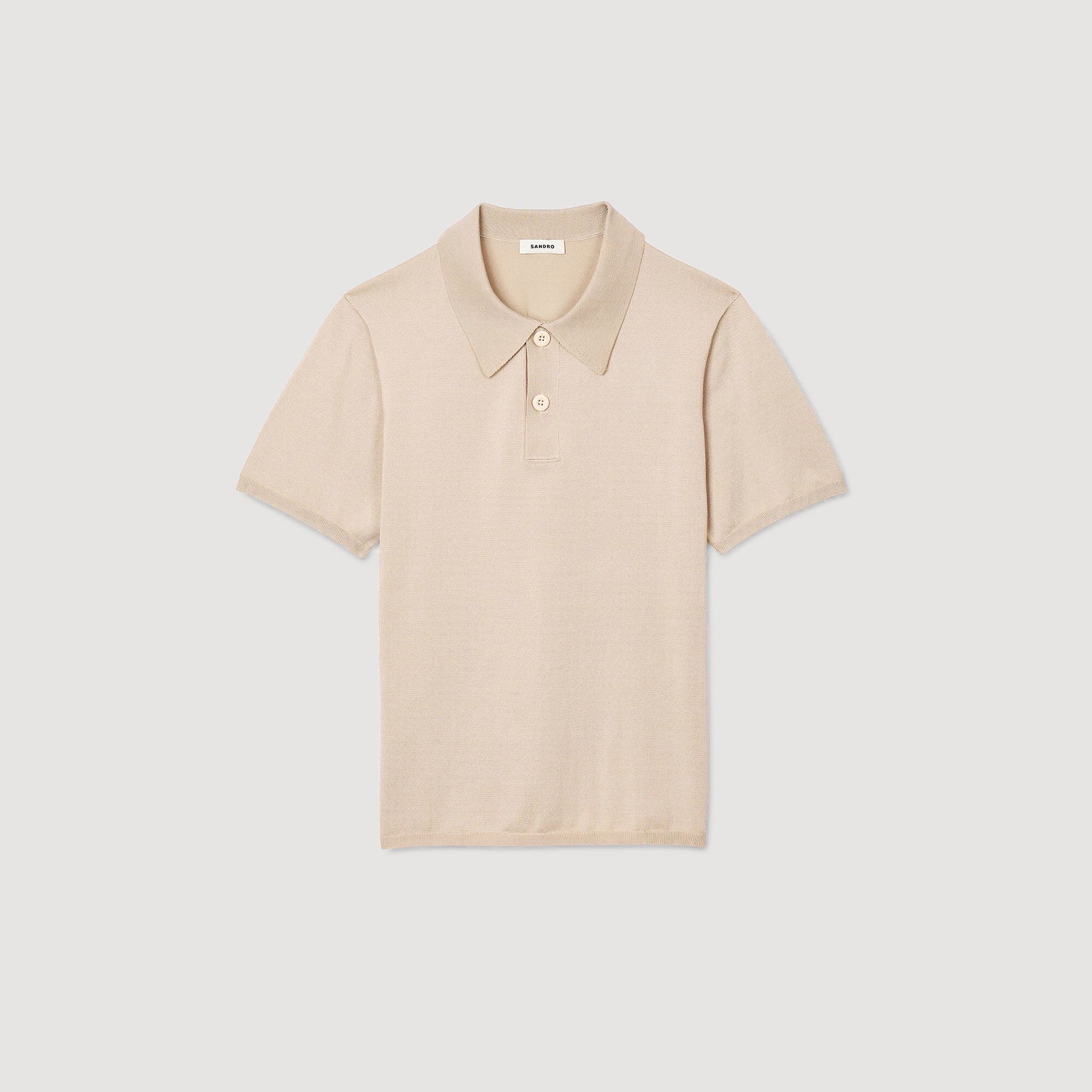 Sandro Short-sleeve knitted polo shirt Oats