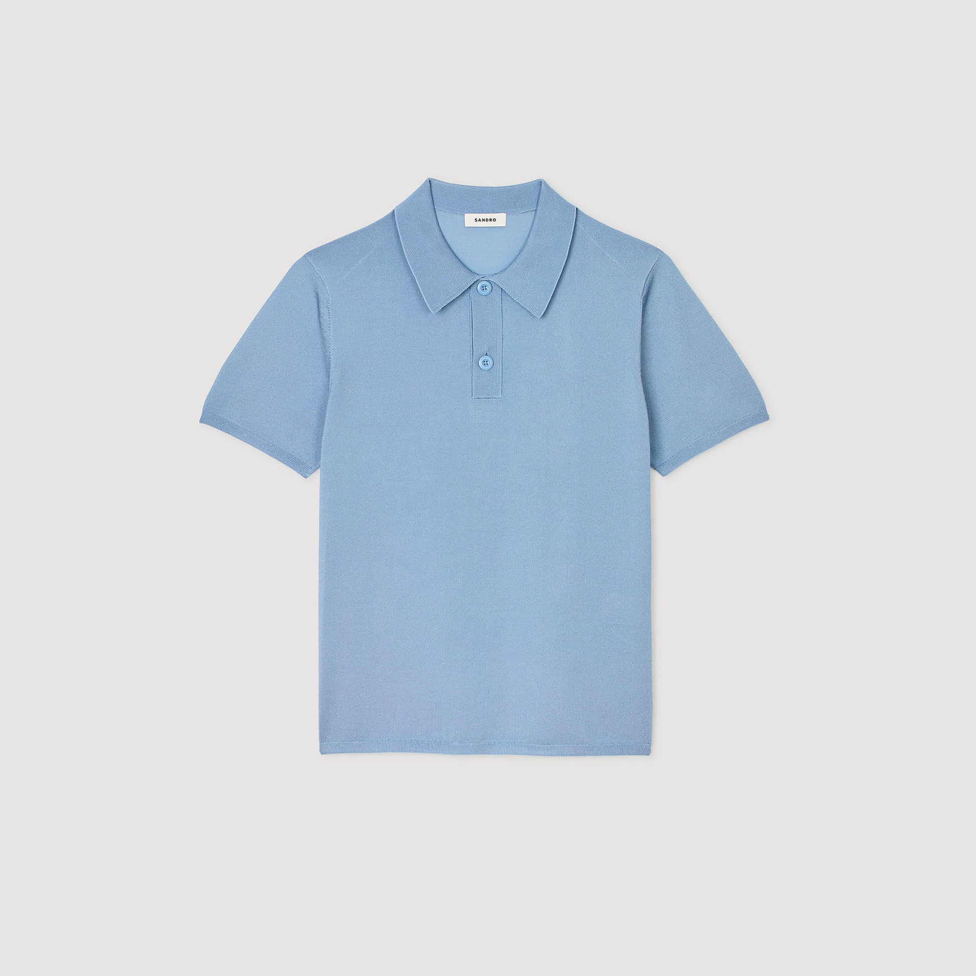 Sandro Short-sleeve knitted polo shirt Chambray