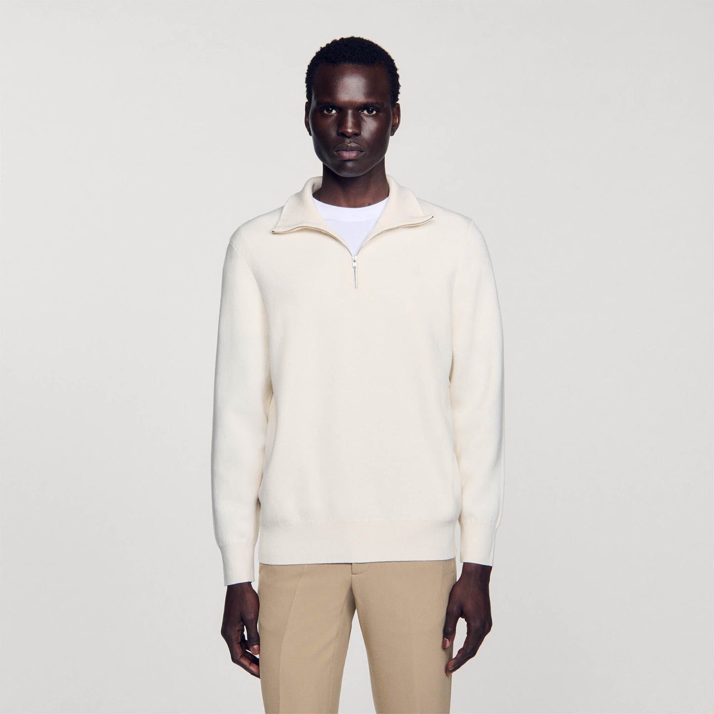 Sandro Half-Zip sweater Ecru