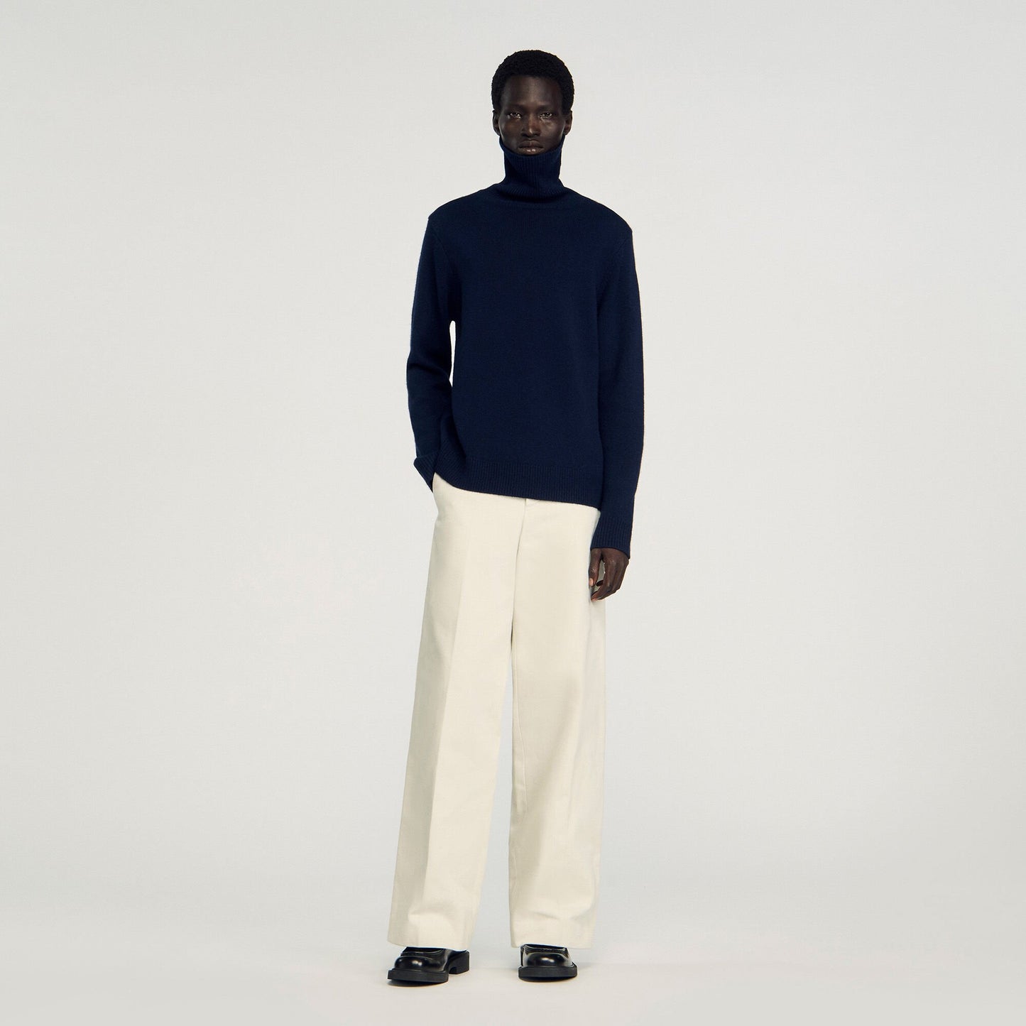 Sandro Wool and cashmere turtleneck Midnight Blue