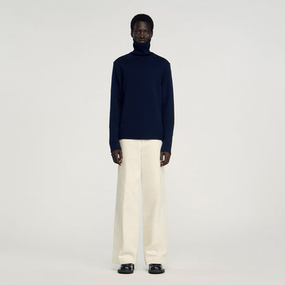 Sandro Wool and cashmere turtleneck Midnight Blue