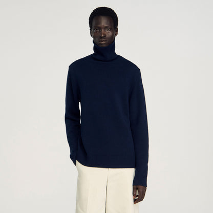 Sandro Wool and cashmere turtleneck Midnight Blue