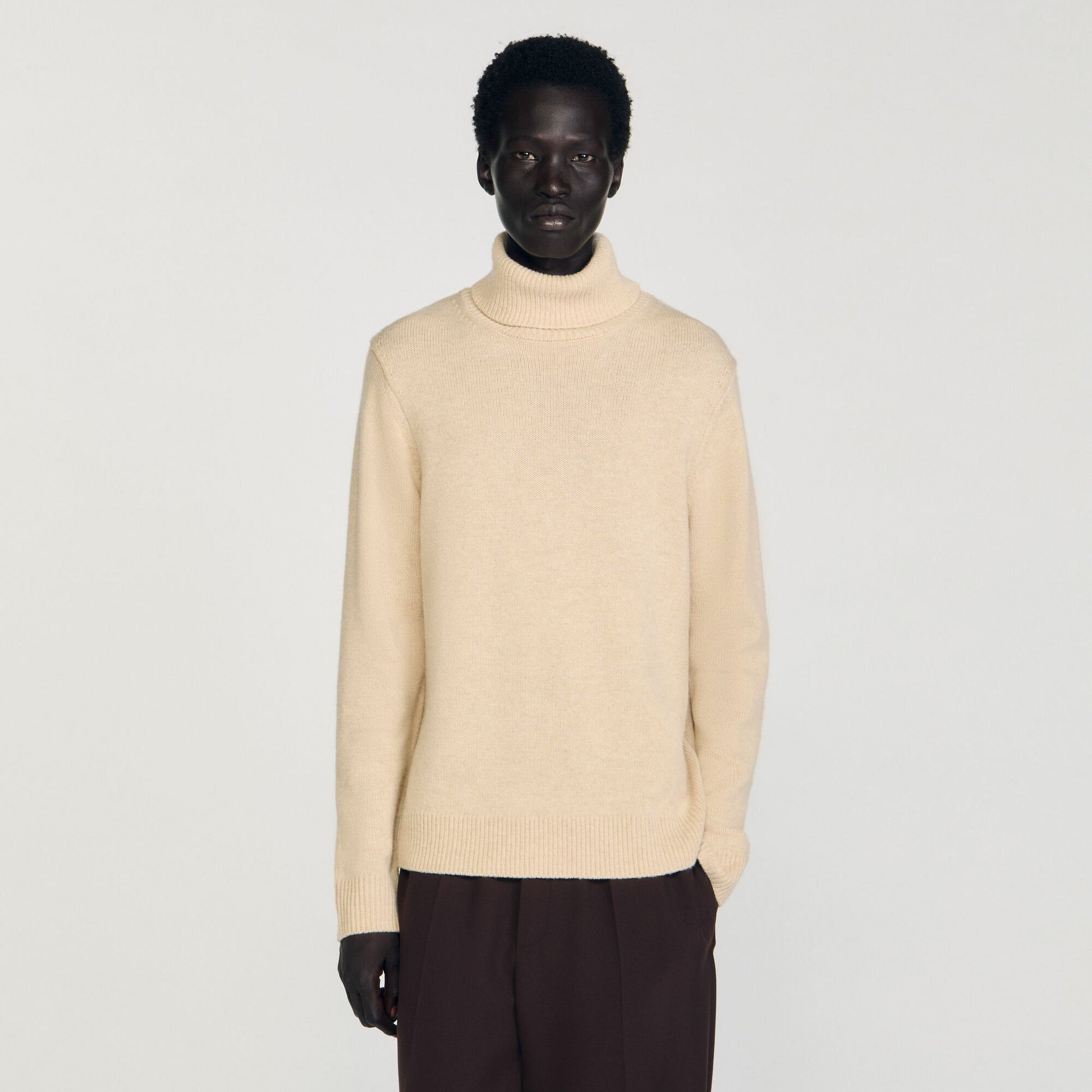 Sandro Wool and cashmere turtleneck Beige