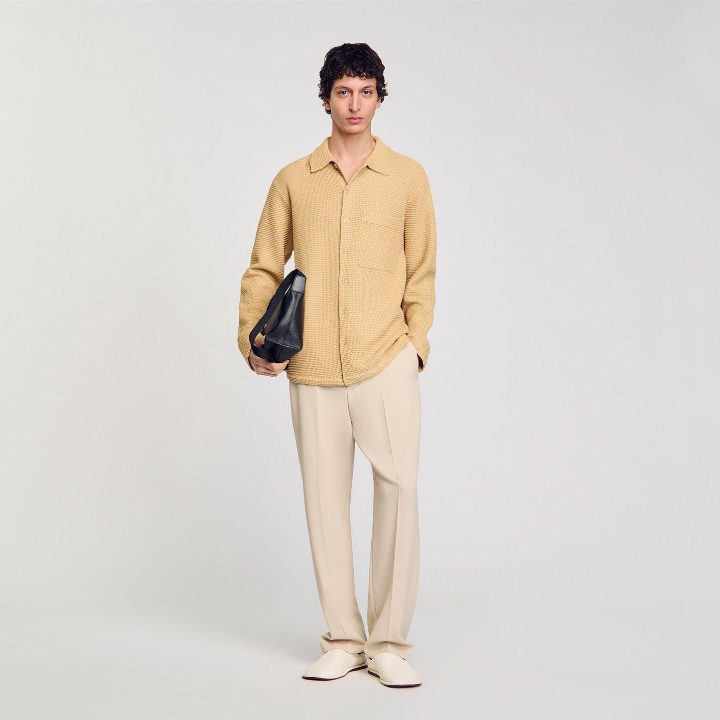 Sandro Oversized knit shirt Nut